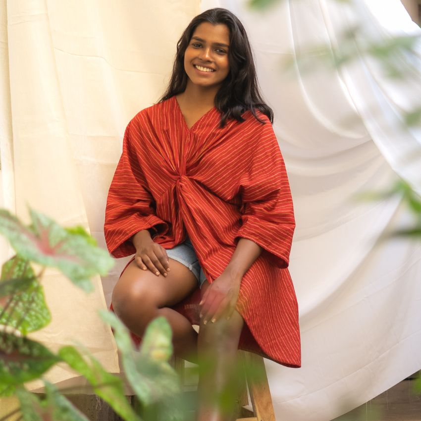 Aarna – Brick Red Butterfly Top