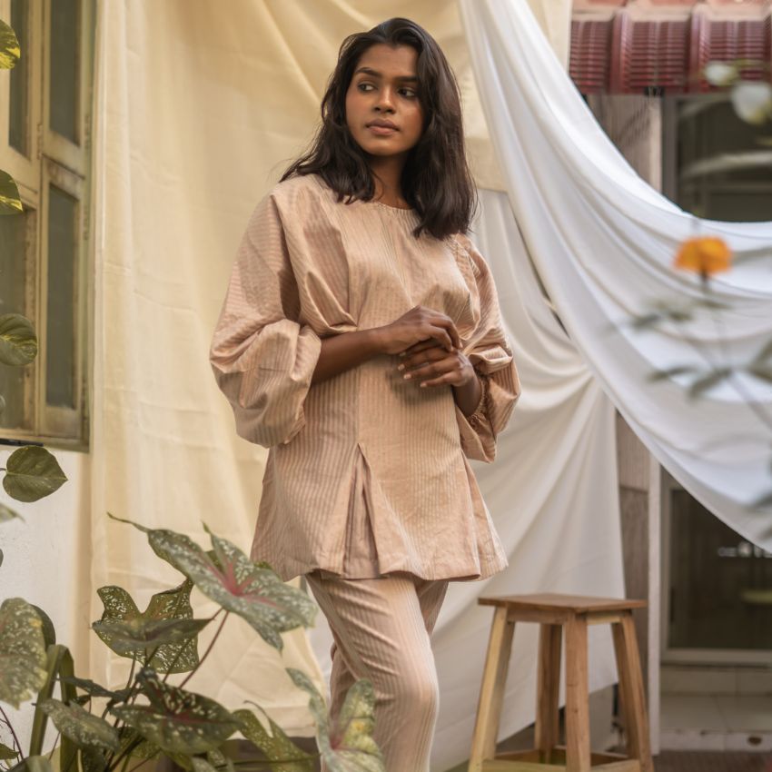 Ojasvi Beige and Rose Gold Co-ord Set