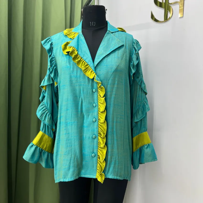 Aspen - Green and Blue Designer Resort Shirt