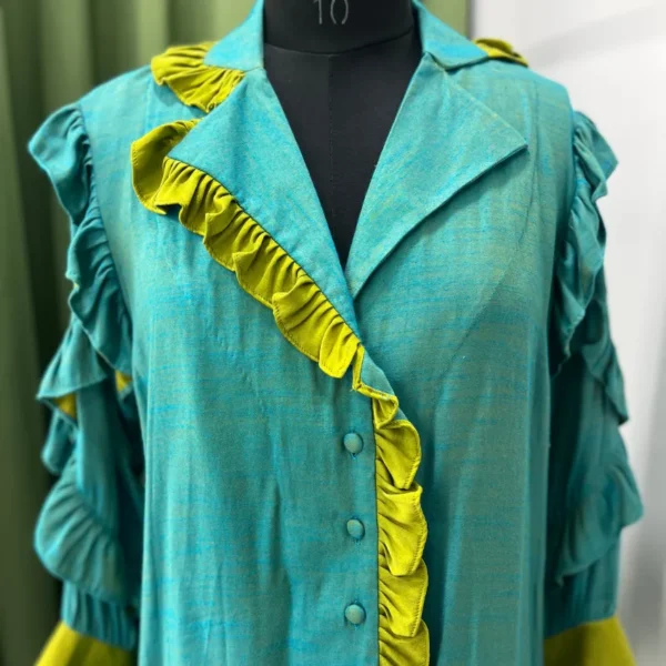 Aspen - Green and Blue Designer Resort Shirt - Image 3