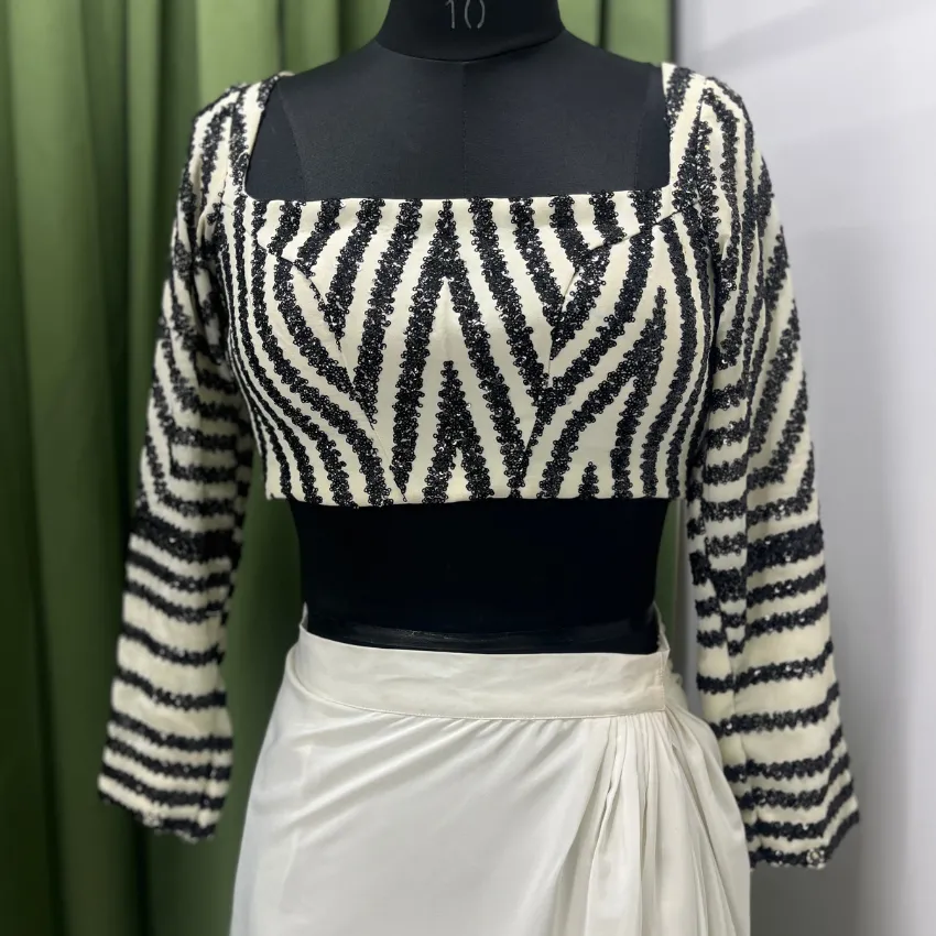 Black And White Sequin Blouse