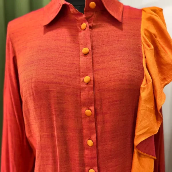Pink and Orange Designer Resort Shirt - Image 2