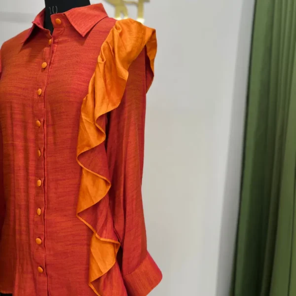 Pink and Orange Designer Resort Shirt - Image 3