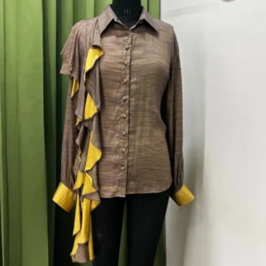 Blue and Beige Designer Resort Shirt