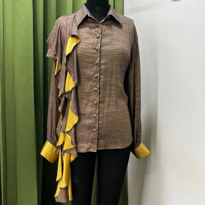 Blue and Beige Designer Resort Shirt