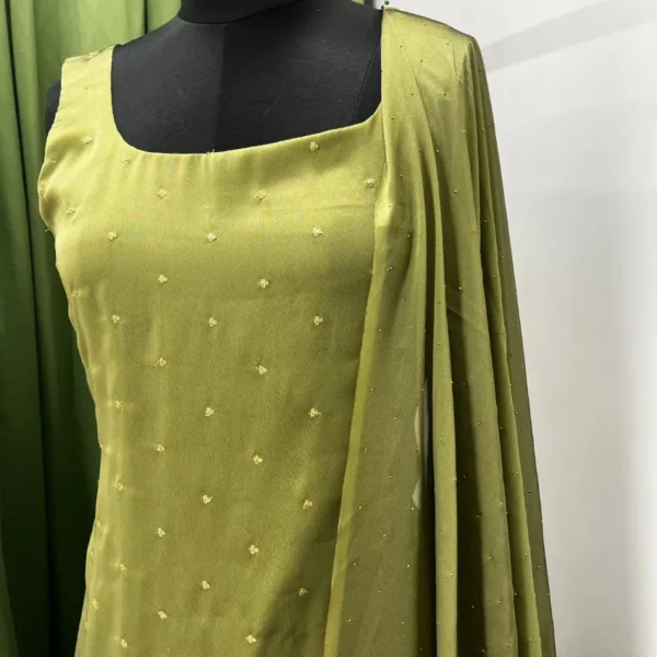 Kandota Kurta and Dupatta - Green - Image 3