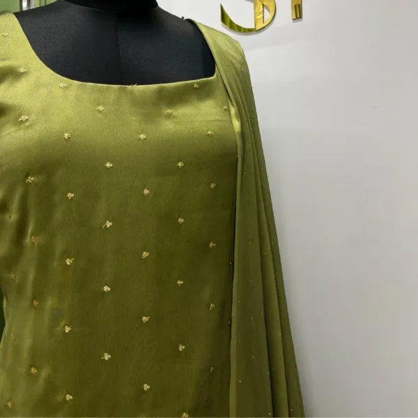 Kandota Kurta and Dupatta - Green - Image 2