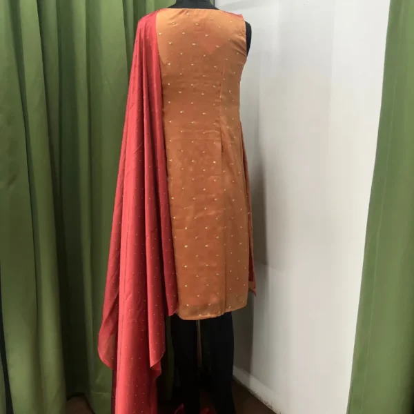 Kandota Kurta and Dupatta - Peach - Image 4