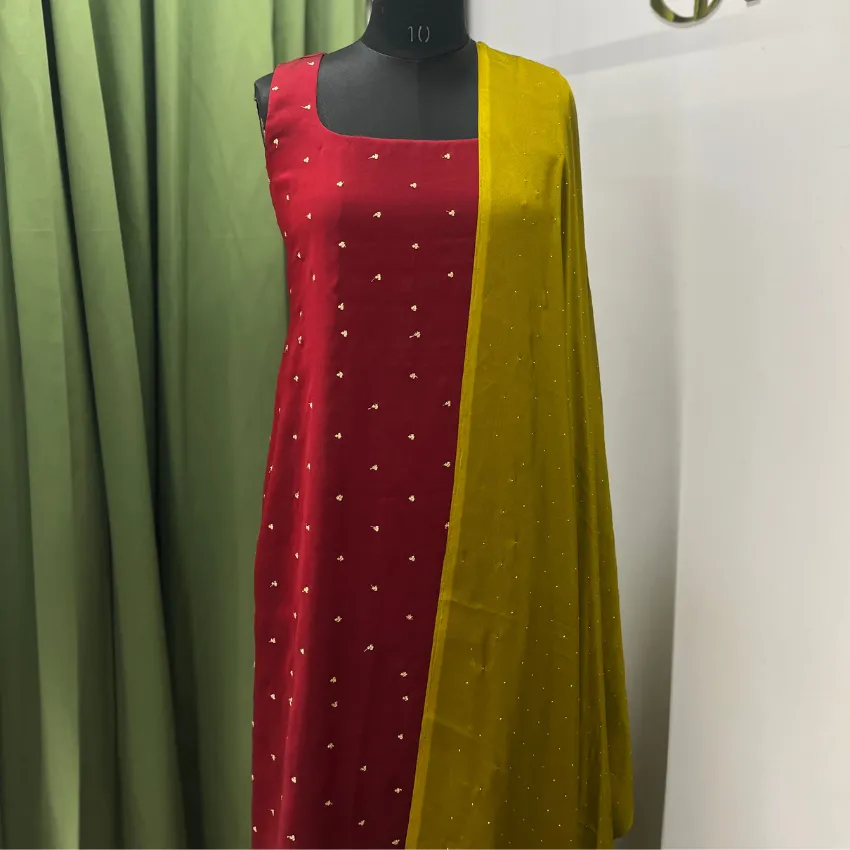 Kandota Kurta and Dupatta - Red