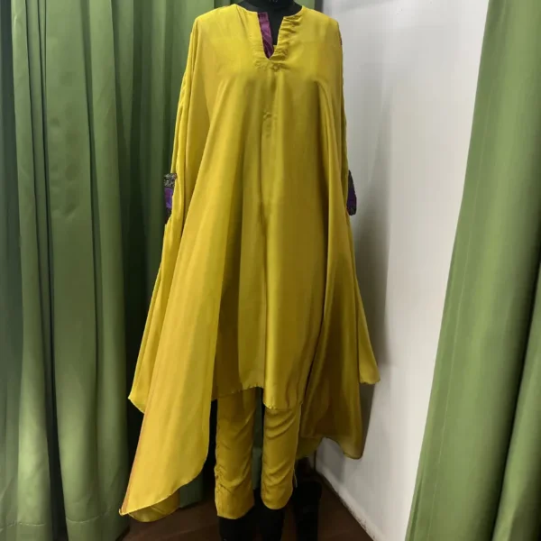 Lila - Lime Green Patchwork Kaftan