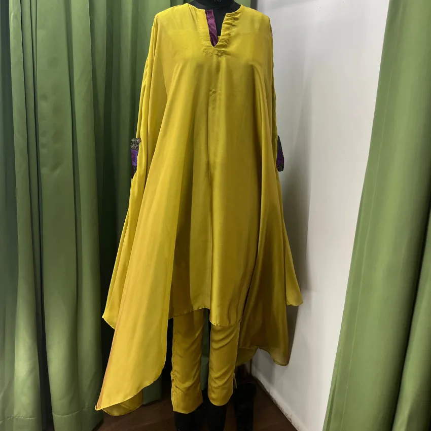 Lila - Lime Green Patchwork Kaftan