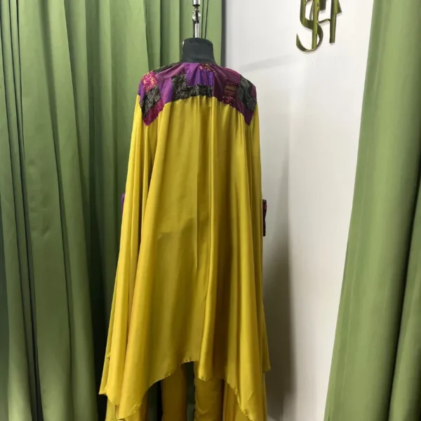Lila - Lime Green Patchwork Kaftan - Image 2