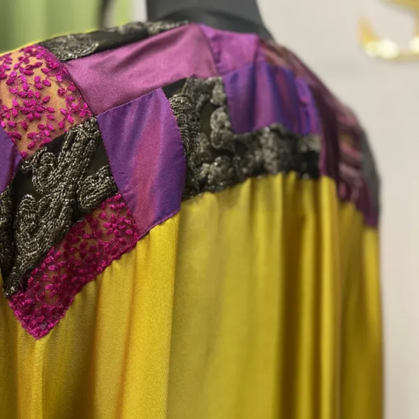 Lila - Lime Green Patchwork Kaftan - Image 3