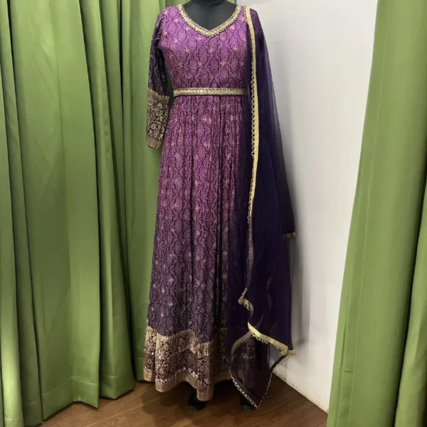 Nalini - Purple Printed Anarkali