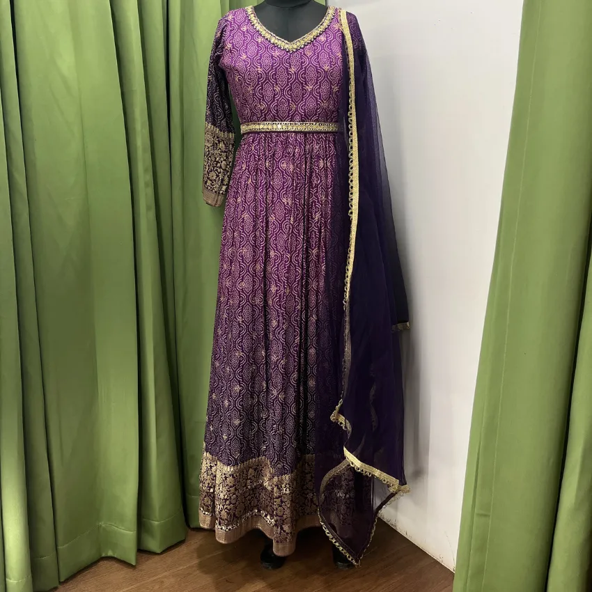 Nalini - Purple Printed Anarkali