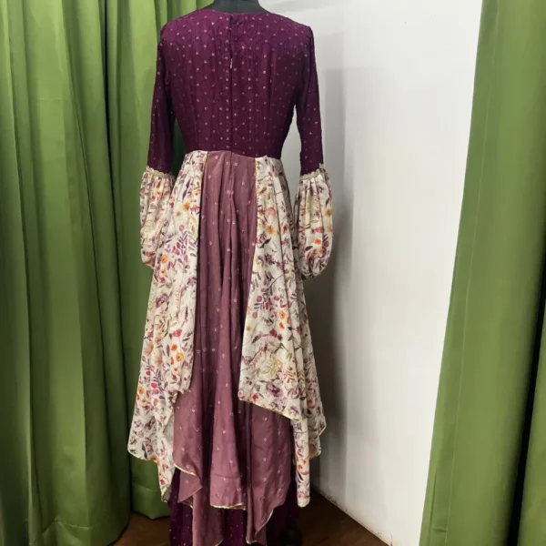 Navika - Purple Printed Layered Anarkali - Image 3