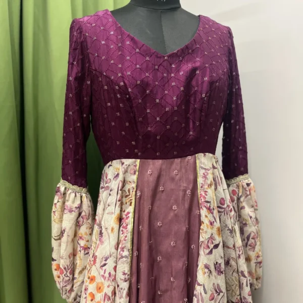 Navika - Purple Printed Layered Anarkali - Image 4