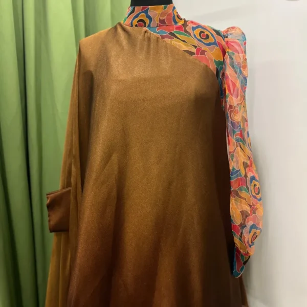 Samitha- Asymmetrical Ombre Brown Kaftan - Image 4