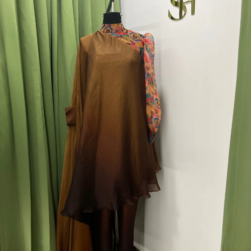 Samitha- Asymmetrical Ombre Brown Kaftan