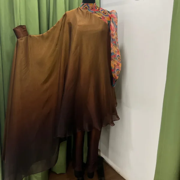 Samitha- Asymmetrical Ombre Brown Kaftan - Image 2