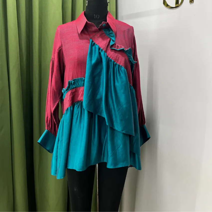 Willow - Pink And Blue Designer Resort Shirt