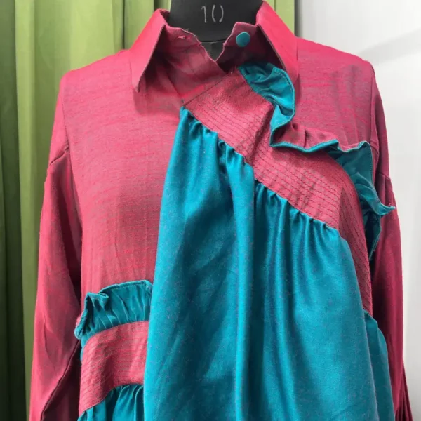 Willow - Pink And Blue Designer Resort Shirt - Image 2