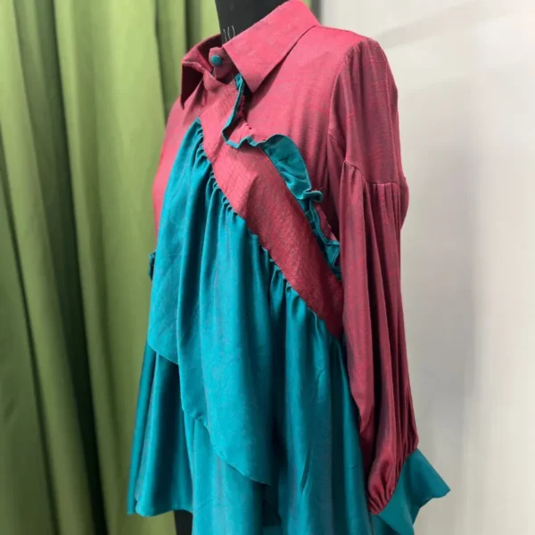 Willow - Pink And Blue Designer Resort Shirt - Image 4