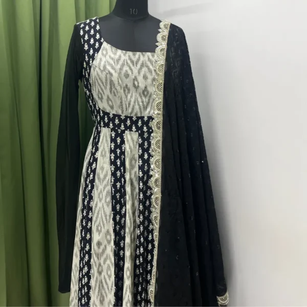 Yuti - Black and White Anarkali - Image 2