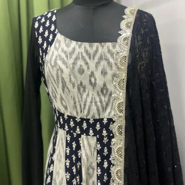 Yuti - Black and White Anarkali - Image 4